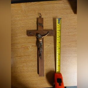 Wooden Crucifix with Bronze Jesus Figure